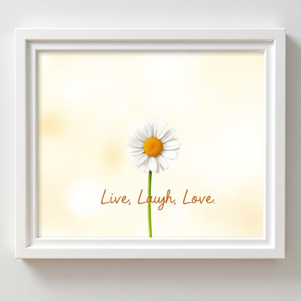 Example of bland AI-generated wall art with a generic Live Laugh Love daisy